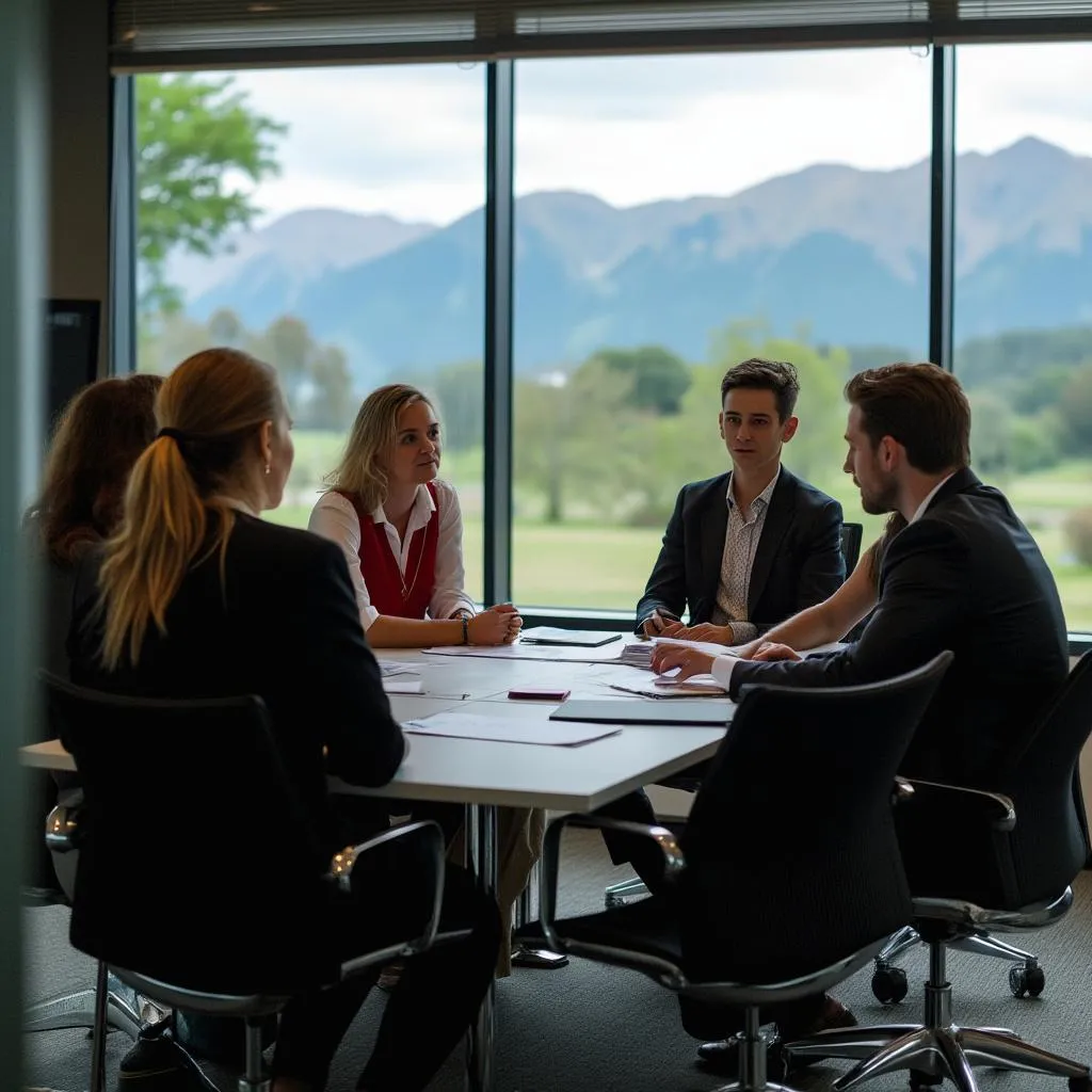 Investment meeting with Oceania backdrop